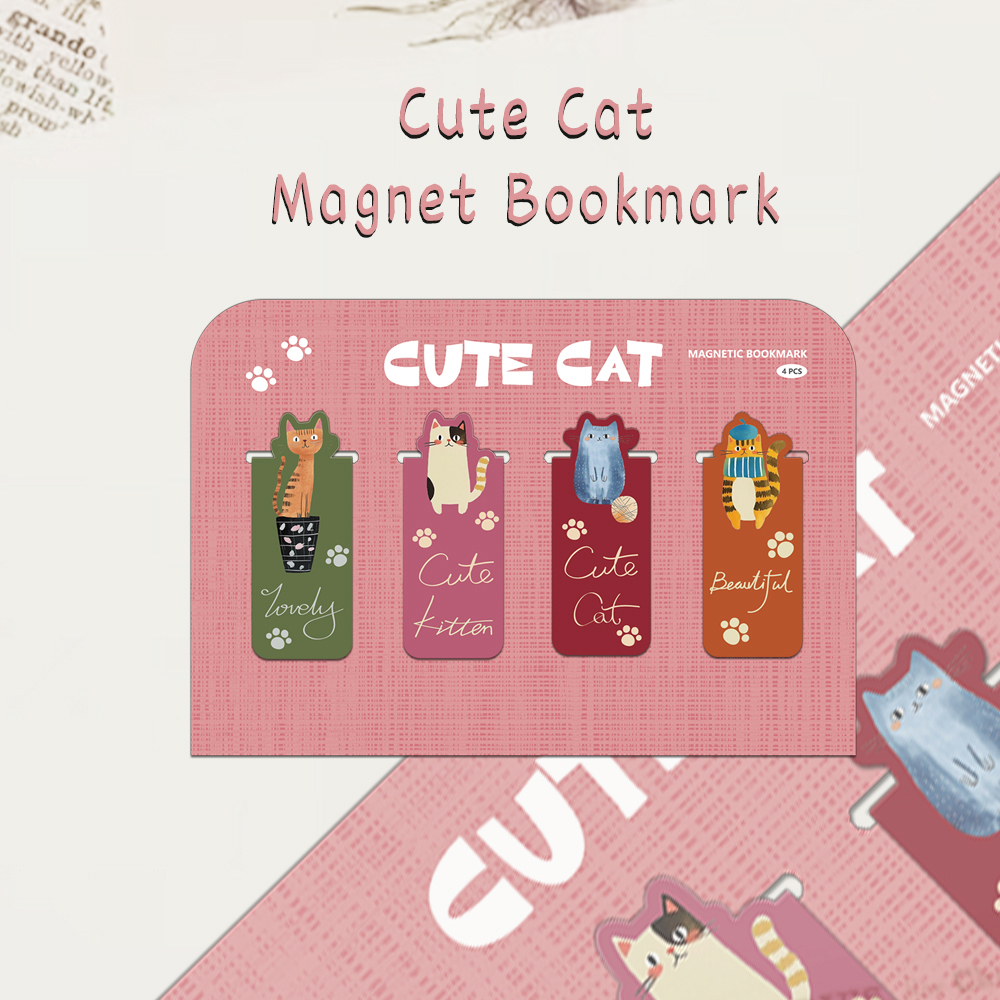 Bookmark Magnetic Clip - 4PCS Creative Cartoon Cute Cat Magnetic
