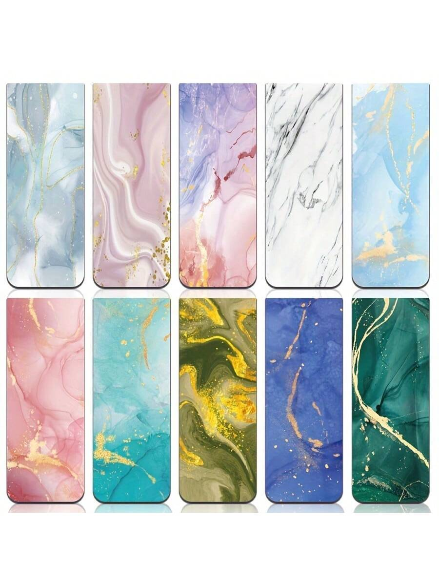 10pcs Assorted Marble Design M - Bookmark Magnetic Clip 评论和价格