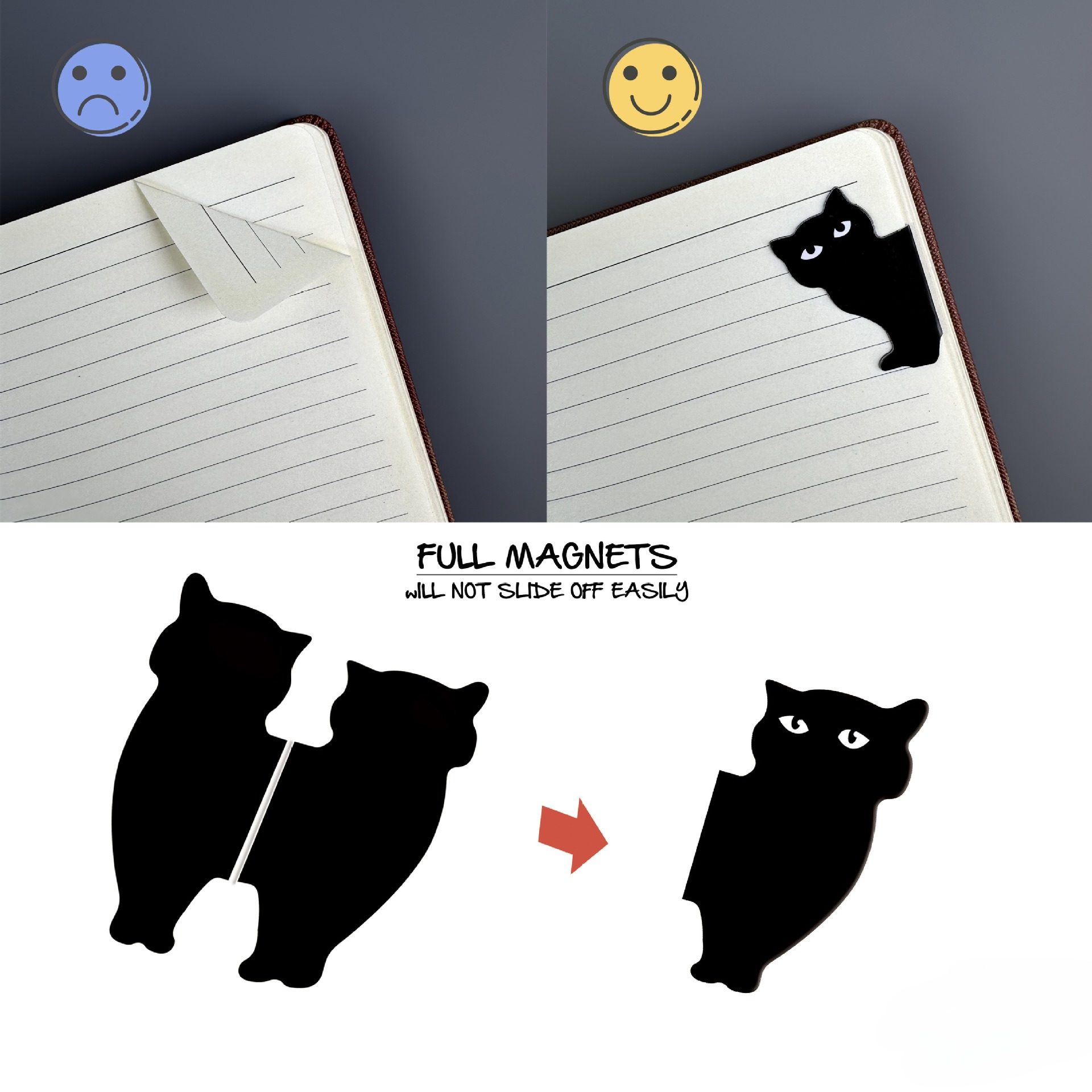 Cute Black Cat Magnetic Bookma - Bookmark Magnetic Clip 评论和价格
