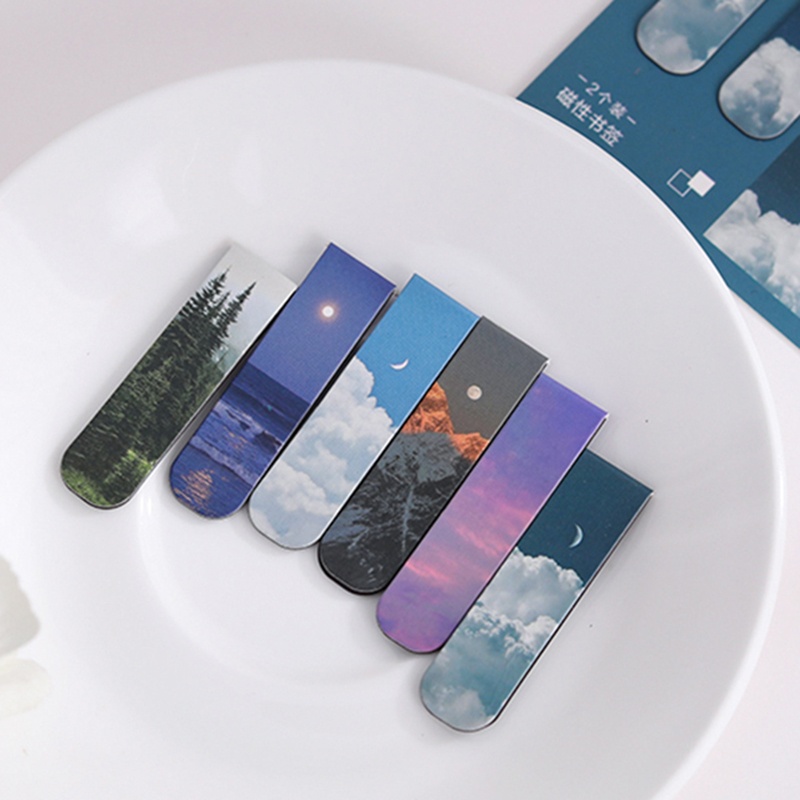 2pcs Fantasy Landscape Themed  - Bookmark Magnetic Clip 评论和价格
