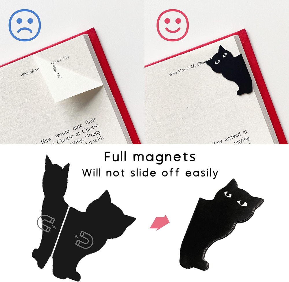 6 Cute Cat Magnetic Bookmarks  - Paperclip Magnetic Set 评论和价格