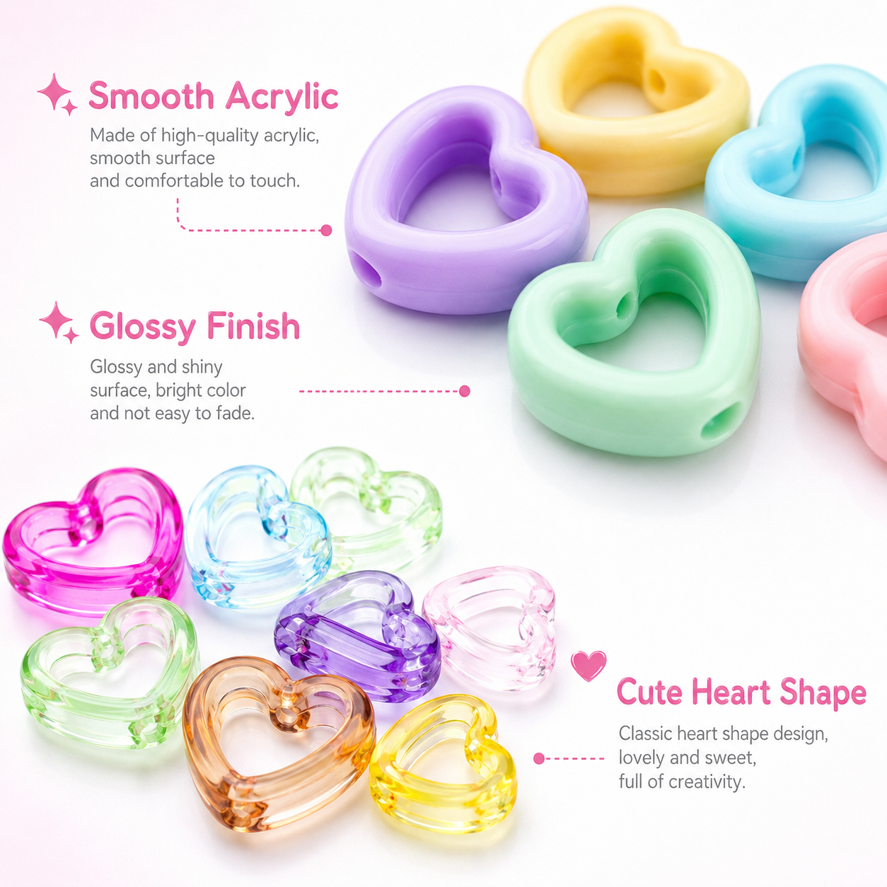 30Pcs Multicolor Clear Heart A - Stationery Supplier 评论和价格