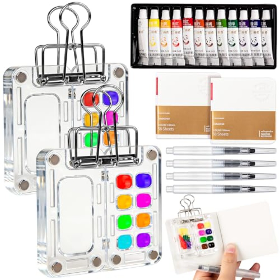 Mini Watercolor Paint Set Trav - Paperclip Magnetic Set 评论和价格
