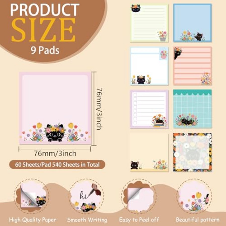 9pcs 540 Sheets Cute Sticky No - Memo Pad Sticky 评论和价格