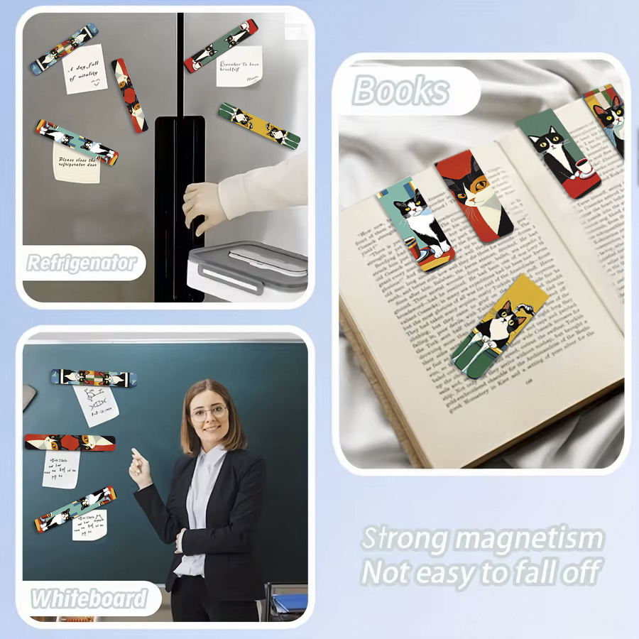 5Pcs/Set Cute Cat Magnetic Boo - Bookmark Magnetic Clip 评论和价格