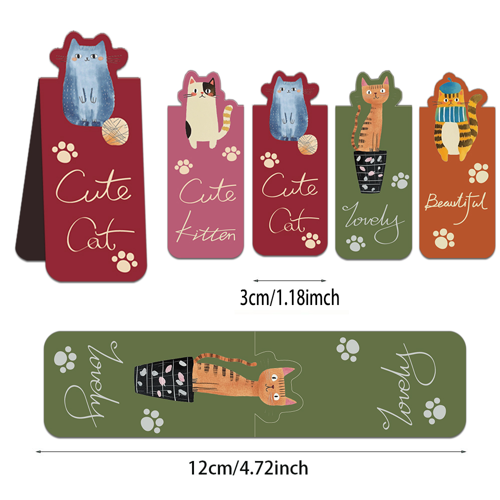 4PCS Creative Cartoon Cute Cat - Bookmark Magnetic Clip 评论和价格